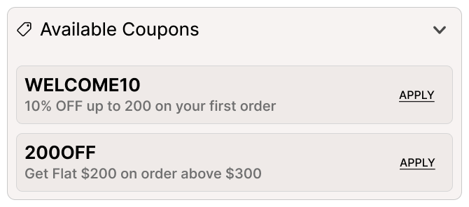 Coupon List checkout block example