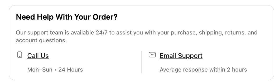 Order support block